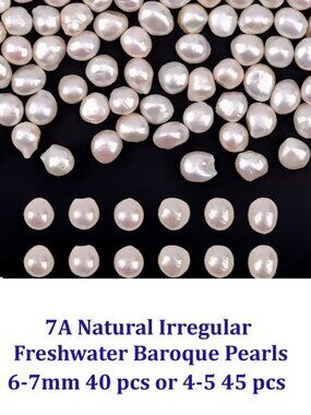 7A Natural Irregular  Freshwater Baroque Pearls  4-5mm OR 45pcs 6-7mm  40pcs